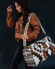 Cream, Black, Brown & Tan Aztec Duffel