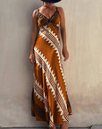 Ethnic Print Slip Midi Dress: White