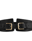 Liv l Double Buckle Waist Leather Belt Women: Black