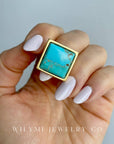 MM FULL PACKAGE Turquoise Ring | 16mm Square Stone I 24K GF