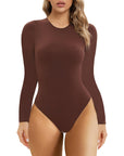 SHAPERX Long Sleeve Bodysuit Crew Neck