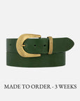 MADE TO ORDER Andrea | Gold Buckle Leather Belt Women: Wine