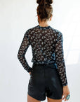 Black Brand Sheer Mock Neck Top