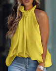 Frill hem sleeveless flowy tank top: YELLOW
