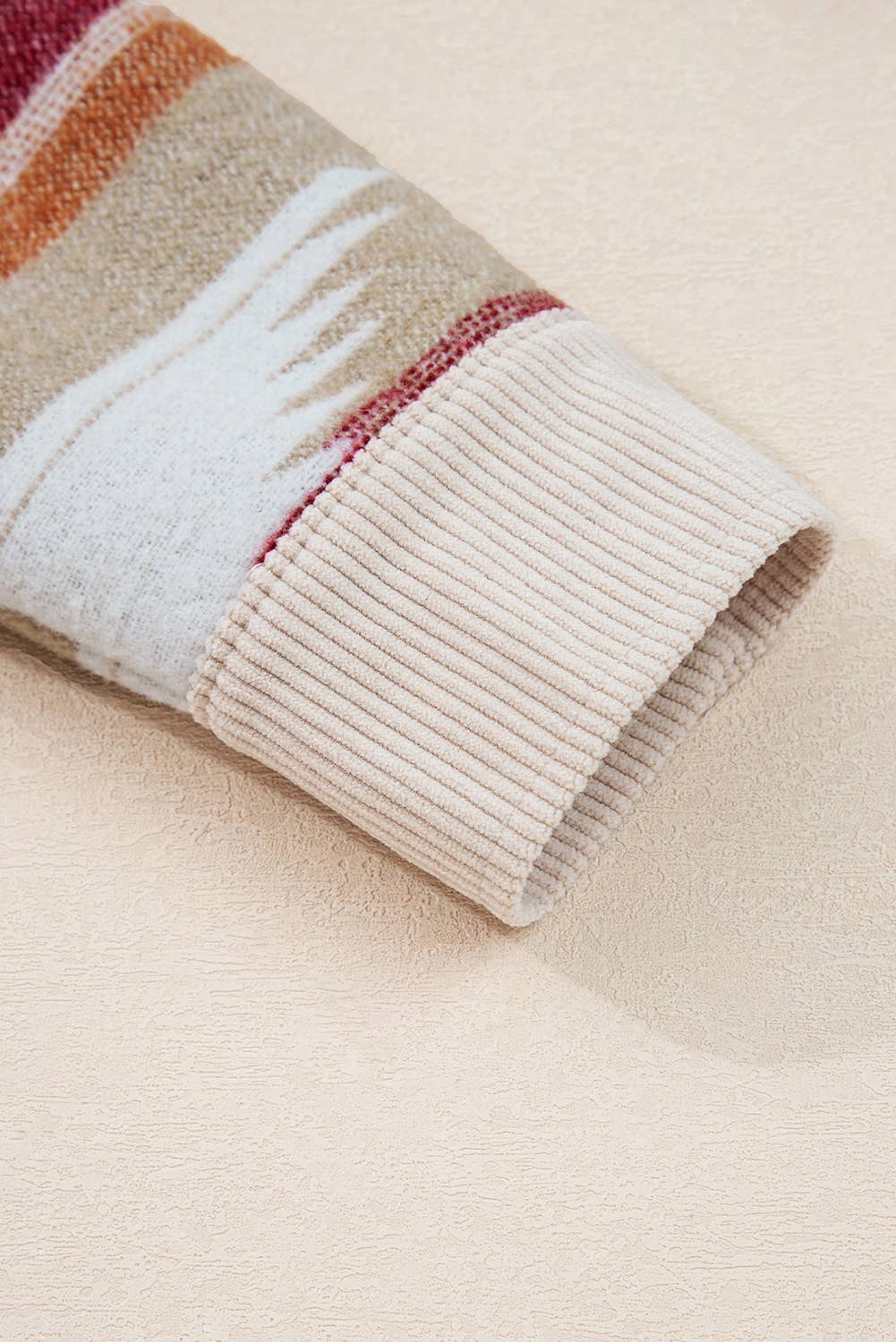 Western Aztec Striped Patchwork Raw Hem Shacket