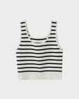 Striped Knit U-Neck Tank : Beige Black