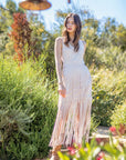 SOUTHERN FRINGE SUEDE DRESS: CAMEL / L