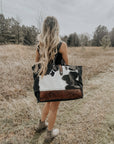 Cowhide Tooled Leather Travel Overnight Weekender Myra Bag