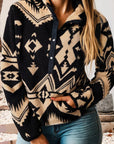 LDC Western Aztec Half Zip Plush Sweatshirt: Black