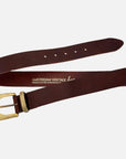 MADE TO ORDER Andrea | Gold Buckle Leather Belt Women: Wine