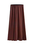 Satin Slit Maxi Skirt: Dark Brown