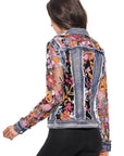 DENIM JACKET WITH FLORAL EMBROIDERED SEQUENCE