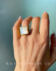 CLARITY I 15mm Mother of Pearl Square Adjustable Ring I GF