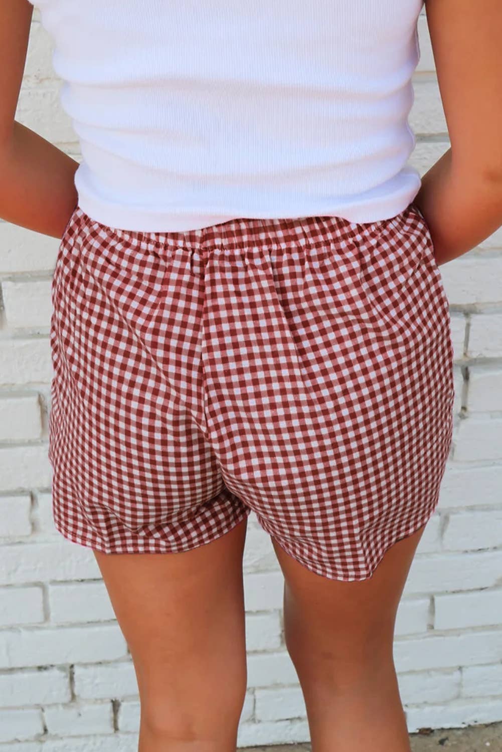 Gingham Printed High Waist Shorts