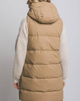 Hooded Long Quilted Puffer Vest: BLACK