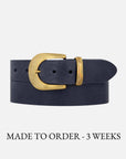 MADE TO ORDER Andrea | Gold Buckle Leather Belt Women: Wine