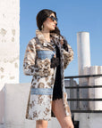 Mixed Media Faux Fur & Denim Trim Coat