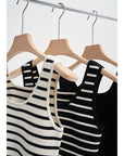 Striped Knit U-Neck Tank : Beige Black