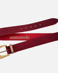 MADE TO ORDER Andrea | Gold Buckle Leather Belt Women: Wine