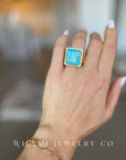 MM FULL PACKAGE Turquoise Ring | 16mm Square Stone I 24K GF