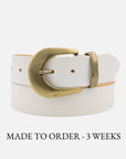 MADE TO ORDER Andrea | Gold Buckle Leather Belt Women: Wine