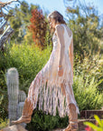 SOUTHERN FRINGE SUEDE DRESS: CAMEL / L