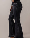 Button Front Flare Jeans: Black / L