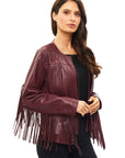 Vegan Leather Fringe Jacket