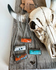 Western Semi Stone Bar Necklace: WHITE