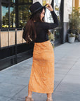 Polly Side Slit Midi Skirt: Cheetah Brown
