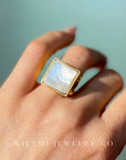 CLARITY I 15mm Mother of Pearl Square Adjustable Ring I GF