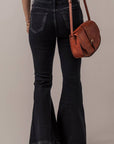 Button Front Flare Jeans: Black / L