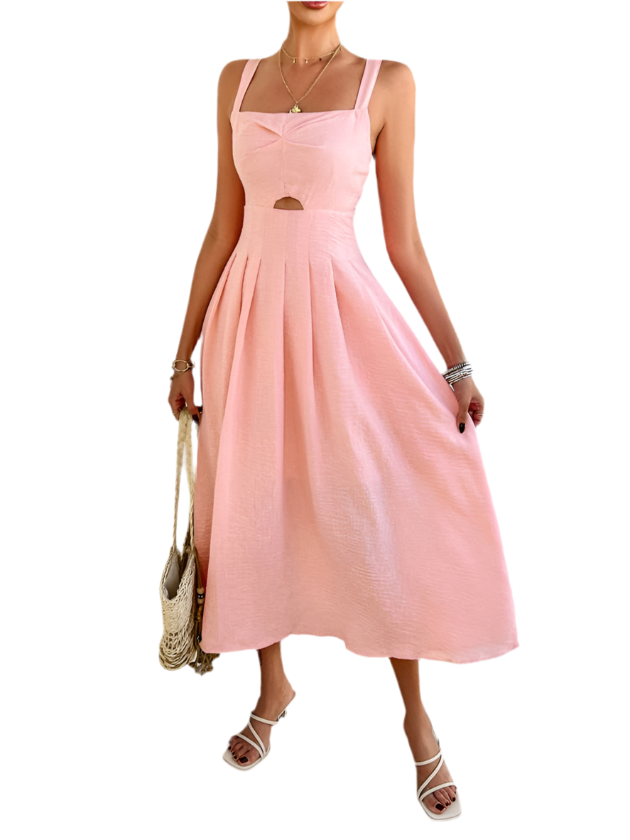 strapless open back dress Pink Ruffle Cami Maxi Dress – InTheStyle main image 1