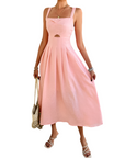 High-Waisted Cami Dress: Pink