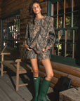 BAYOU Dark Woodland Camo Lounge Fleece Crew Neck Sweatshirt: Dark Camo