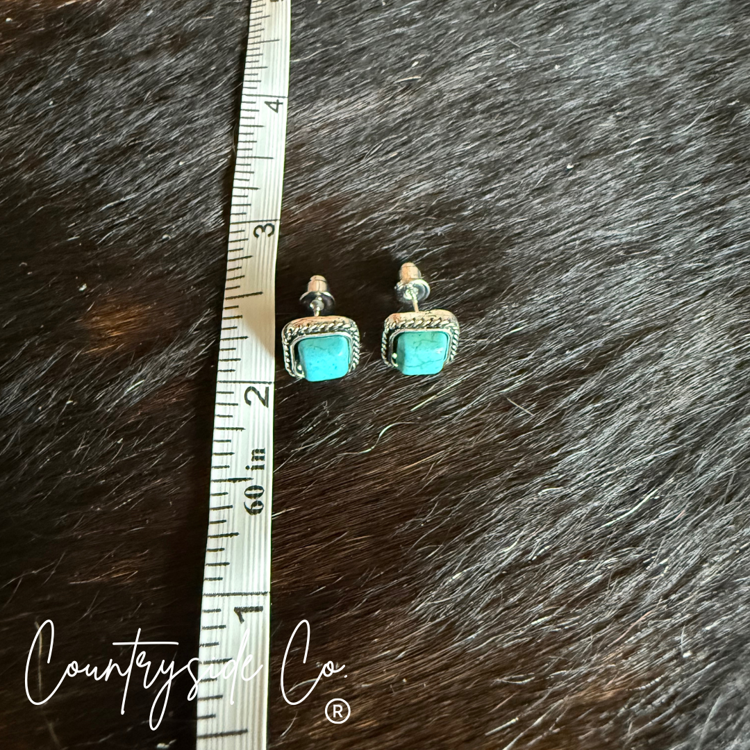 Turquoise Square Stud Earrings