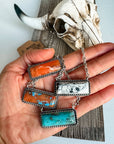 Western Semi Stone Bar Necklace: WHITE