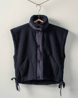 Quilted Collar Boxy Sherpa Vest: BLACK