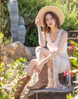 SOUTHERN FRINGE SUEDE DRESS: CAMEL / L