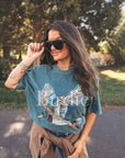 Faux Rhinestone Duck Graphic Tee on Blue Spruce