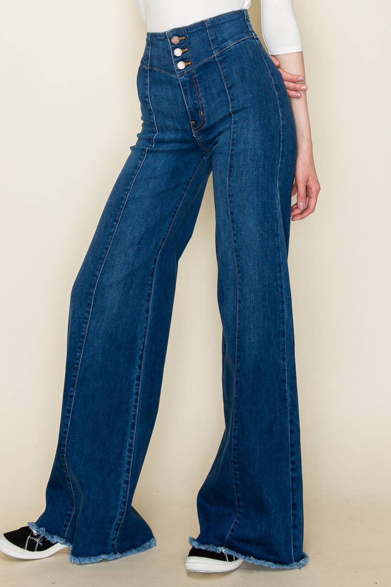 Wide Leg Denim Jeans in Medium Wash O2