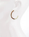 Brass Multi Beaded Hoop Earrings: Black(BLK) / OS