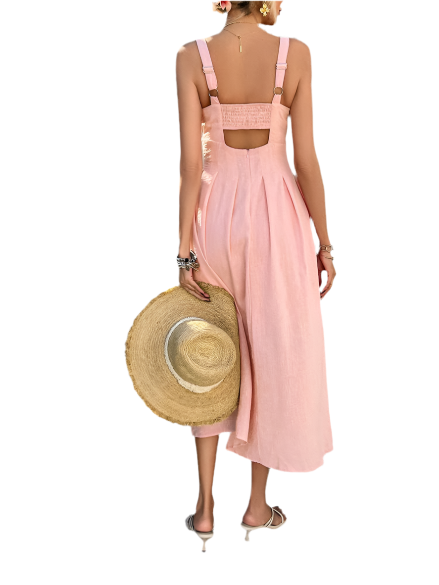 High-Waisted Cami Dress: Pink