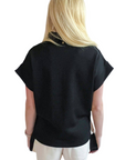 Black Contrast Zipped Stand Collared T Shirt and Short Set: Black