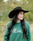 Cowpoke Embroidered Crewneck: Green