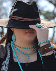 Double Strand Lariat Turquoise Necklace w/ Feather Pendant