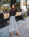 Polly Side Slit Midi Skirt: Cheetah Brown