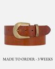 MADE TO ORDER Andrea | Gold Buckle Leather Belt Women: Wine