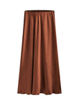 Satin Slit Maxi Skirt: Black