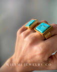 MM FULL PACKAGE Turquoise Ring | 16mm Square Stone I 24K GF